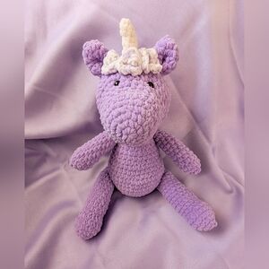 Purple Crochet Unicorn Plush Toy